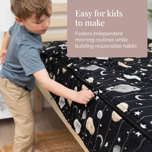 Beddy's Outer Space Themed Durable Zipper Bedding for Kids/Teens - Bed in a Bag-Black Sheets & Universe Galaxy Comforter Stars & Solar System,Includes 2 Pillowcases & 2 Shams-Easy to Make & Wash-Queen - Image 4