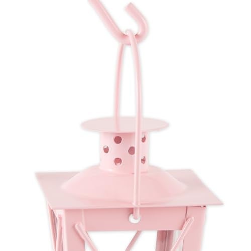 Zingz & Thingz Dual Hanging Tabletop Railroad Candle Lanterns, Decorative Light Home Decor, 9" Tall, Pink - Image 2