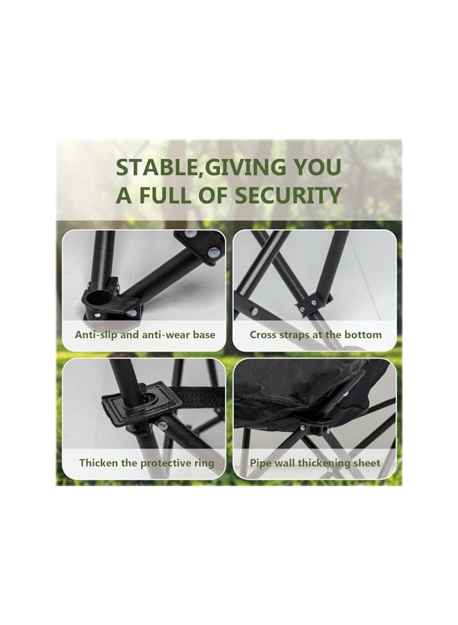 PROMASS Portable Adjustable Camping Chair For Adults,Compact Folding Moon Chair With Carry Bag 600D Oxford Fabric Carbon Steel Frame For Outside Patio Picnic Fishing Hiking(Black)  - Image 5