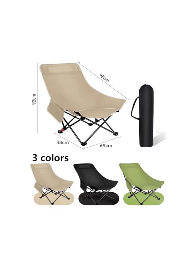 PROMASS Portable Adjustable Camping Chair For Adults,Compact Folding Moon Chair With Carry Bag 600D Oxford Fabric Carbon Steel Frame For Outside Patio Picnic Fishing Hiking(Black)  - Image 2