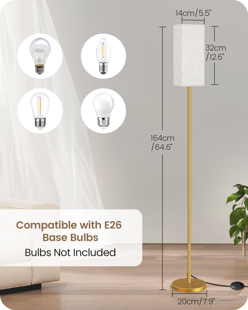 GOEBLESON 2Pack Floor Lamp, Pole with Foot Switch, Modern Standing Lamp Lampshade, Minimalist Freestanding Lamp (Bulb Not Included), for Living Room,Bedroom,Office,ETL Listed,Gold and Beige DE07LDP205 - Image 3