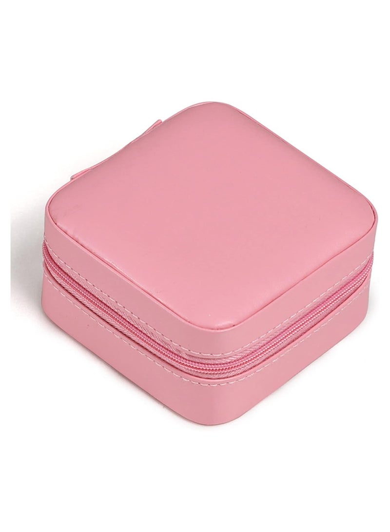 Velvet Travel Jewelry Box Small Organizer Portable Display Case Jewelry Storage for Rings, Earrings, Necklaces, Anklets Gifts for Girls Women Pink - Image 1