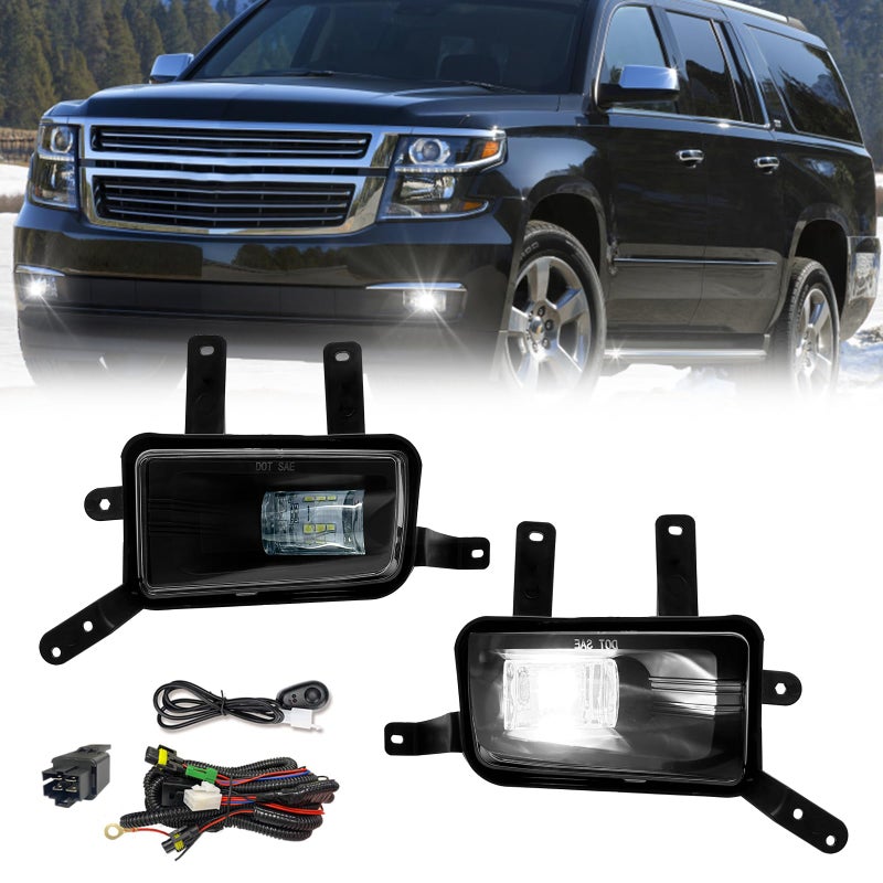 LED Fog Lights Fit For 20152020 Chevy TahoeSuburban  20162019 Chevy Suburban 3500HD  20152020 GMC Yukon  Yukon XL With Clear Lens
