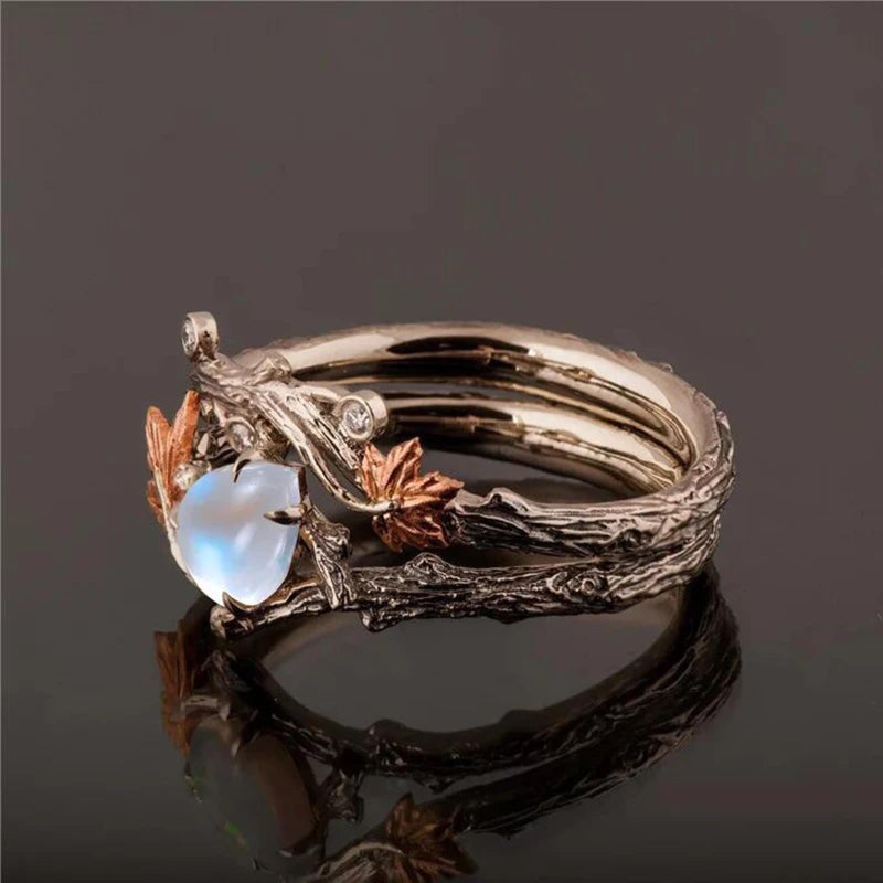 Lyfange Fall Leaf Ring for Women Red Maple Leaf Rings Vintage Orange Crystal Autumn Ring Thanksgiving Holiday Jewelry (maple A) - Image 4