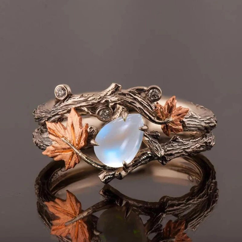 Lyfange Fall Leaf Ring for Women Red Maple Leaf Rings Vintage Orange Crystal Autumn Ring Thanksgiving Holiday Jewelry (maple A) - Image 5