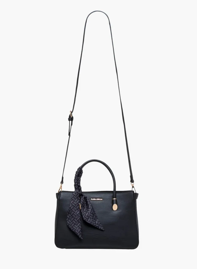 Flora Bella By Shoexpress Scarf Accent Tote Bag with Detachable Strap and Zip Closure