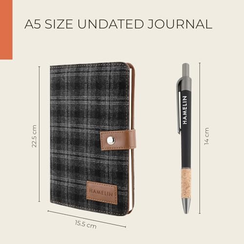 HAMELIN Notebook Diary & Pen 2026 | To Do List Journal Set | Undated Daily Planner & Organizer for Personal & Office Use | Ideal Gift Set for Men & Women | A5 | 200 Ruled Pages | 80 GSM | Slate Grey - Image 2