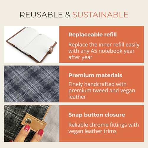 HAMELIN Notebook Diary & Pen 2026 | To Do List Journal Set | Undated Daily Planner & Organizer for Personal & Office Use | Ideal Gift Set for Men & Women | A5 | 200 Ruled Pages | 80 GSM | Slate Grey - Image 4