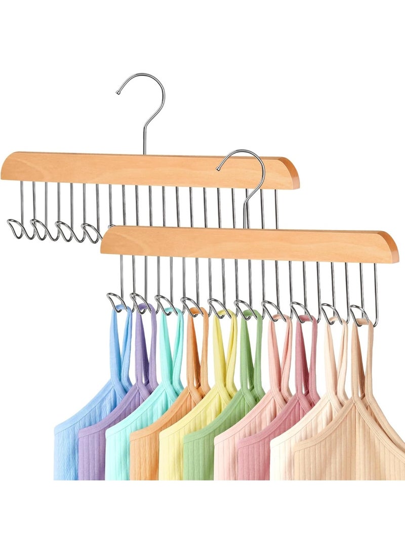 FALMER 5 Pieces Multi-Purpose Wooden Closet Organizer Hanger - Stylish design with 8 double stainless steel hooks and 360-degree rotating hook - Perfect for hanging belts, scarves, shirts, and accessories - Practical organizer to save space and keep your closet always tidy - Image 2