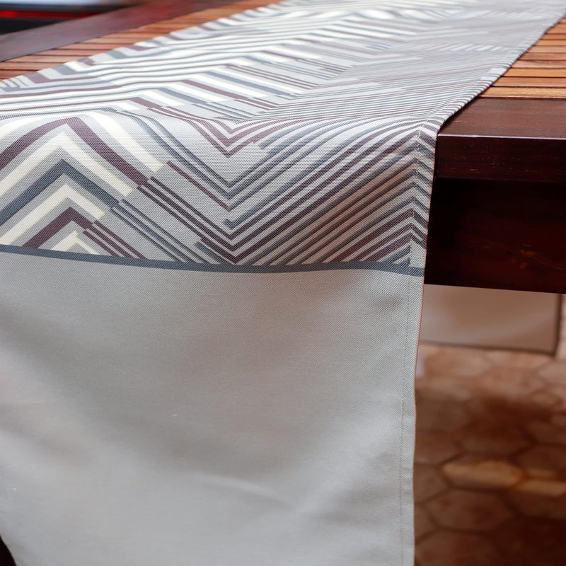 Zeba Zeba World Geometric Digital Printed Green and Brown Enhanced Decor 6 Seater Table Runner Cloth (Size : 12" X 84" ; 30 Cms X 213 Cms) - Image 2