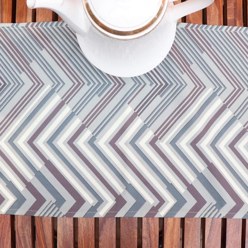 Zeba Zeba World Geometric Digital Printed Green and Brown Enhanced Decor 6 Seater Table Runner Cloth (Size : 12" X 84" ; 30 Cms X 213 Cms) - Image 3