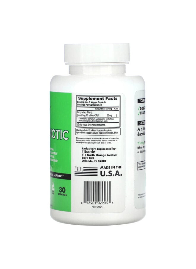 fitcode Probiotic, 30 Veggie Capsules  - Image 2