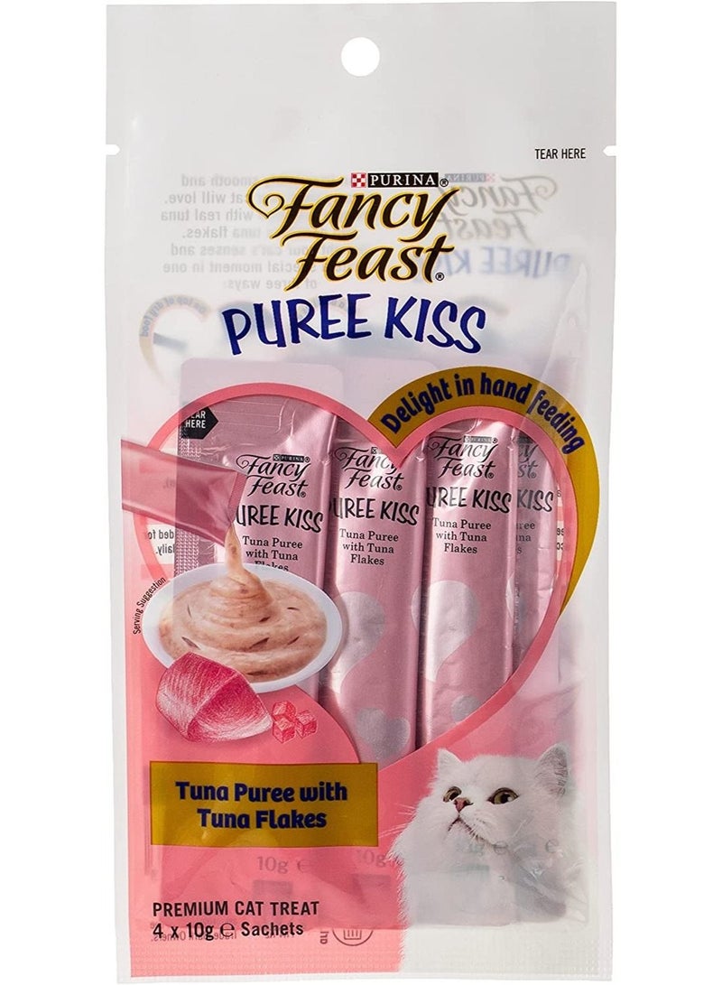 Purina Fancy Feast Tuna Puree With Tuna Flakes 4 x 10 Grams