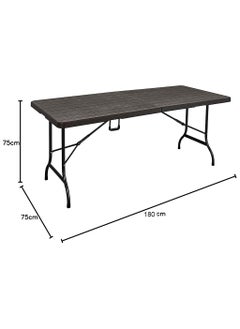LANNY Jeffcoco Furniture Wood Design Outdoor Camping Table, Heavy Duty Plastic Outdoor Folding Picnic Table, Folding Trestle Table (1.8M Brown)  - Image 3