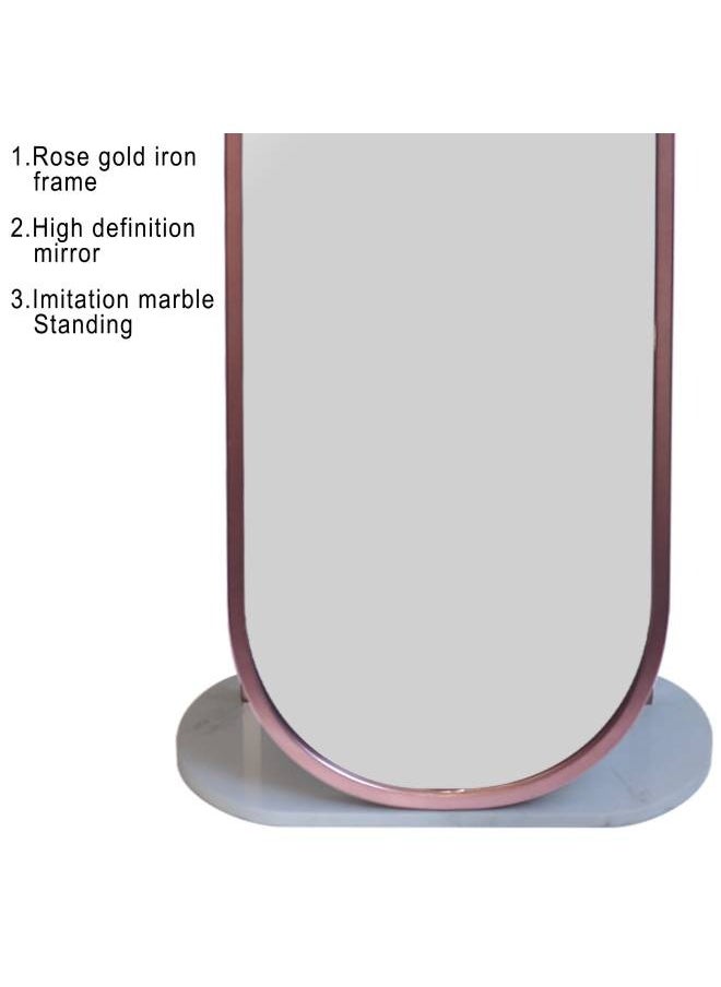Switch - Rose Gold Iron Frame Full Length Mirror With Imitation Marble Stand, Size 170X50 CM - Image 1