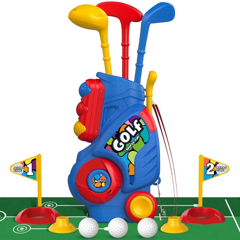 Liberry Toddler Golf Set with Putting Mat for 2 3 4 Years Old Boys Girls Upgraded Kids Golf Cart with Unique Shoulder Strap Design Indoor and Outdoor Golf Toys Gifts - Image 2