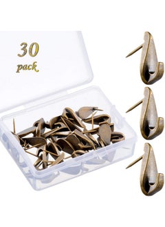 Hotop 30 Pieces Pin Hooks Push Pin Hangers 20 Lbs Teardrop Style Picture Hanging Nails For Home Office Wooden Fabric Wall (Bronze)  - Image 1