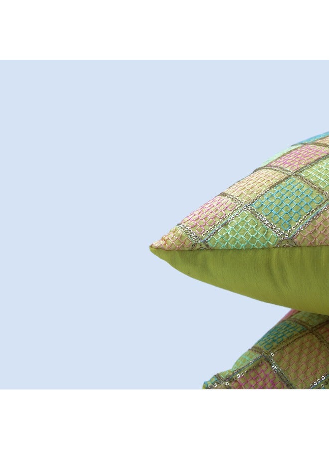 BYFT Orchard Cushion Cover 12 x 20 inch (Diagonal Checks design - Yellow) 30 x 50 cm Luxury Decorative Cushion Cover for Sofa, Bed & Living Room- Set of 2 without inserts - Image 5