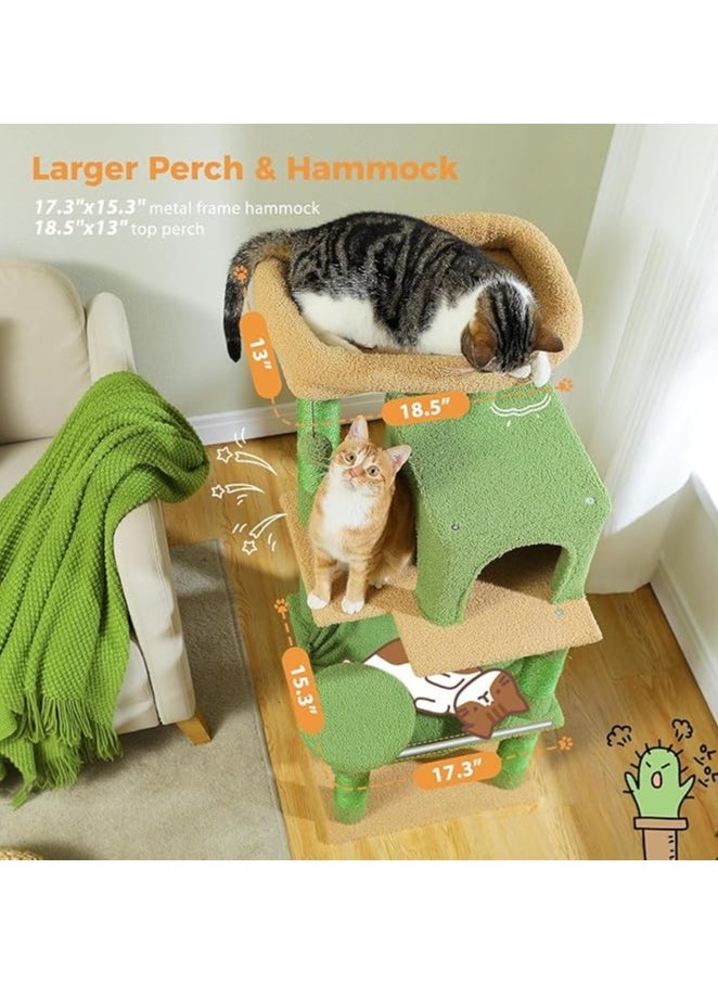 Alissa 143 cm Tall Cat Tree for Indoor Cats, Multi-Level Cat Tower with Super Large Hammock, Sisal Covered Scratching Posts, Cozy Condo and Top Perch (Large)  - Image 4