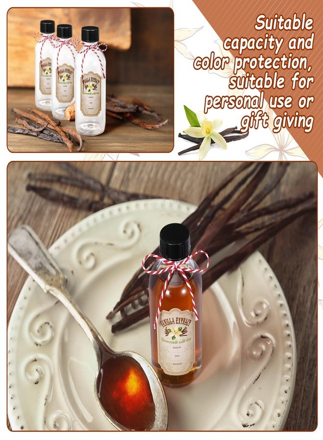 Uiifan مجموعة من 12 زجاجة من خلاصة الفانيليا سعة 2 أونصة من Uiifan، زجاجات زجاجية كهرمانية مستديرة مع أغطية و12 قطعة من ملصقات خلاصة الفانيليا للشراب، هدية، مجموعة علب تخزين طعام زجاجية، صلصة، فاصوليا (شفافة). - Image 4