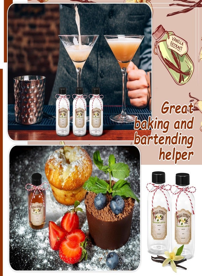 Uiifan مجموعة من 12 زجاجة من خلاصة الفانيليا سعة 2 أونصة من Uiifan، زجاجات زجاجية كهرمانية مستديرة مع أغطية و12 قطعة من ملصقات خلاصة الفانيليا للشراب، هدية، مجموعة علب تخزين طعام زجاجية، صلصة، فاصوليا (شفافة). - Image 5