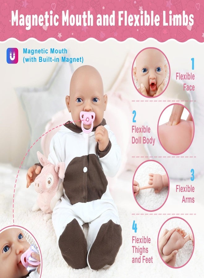 Vollence 14 inch Magnetic Pacifier Silicone Baby Dolls Girl Weighted 4 lb,[NOT Vinyl],Silicone Full Body Reborn Lifelike Realistic Newborn Real Life Soft Babies Gift with Accessories for Kids Age 3+ - Image 4