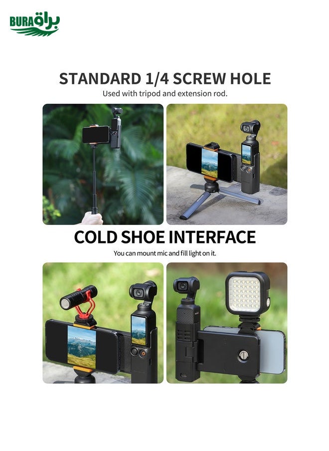 BURAQ For DJI OSMO Pocket 3 Sunnylife OP3-AD744 Expanded Phone Clamp Holder with Storage Case (Black)  - Image 5