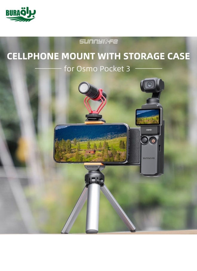 BURAQ For DJI OSMO Pocket 3 Sunnylife OP3-AD744 Expanded Phone Clamp Holder with Storage Case (Black)  - Image 2