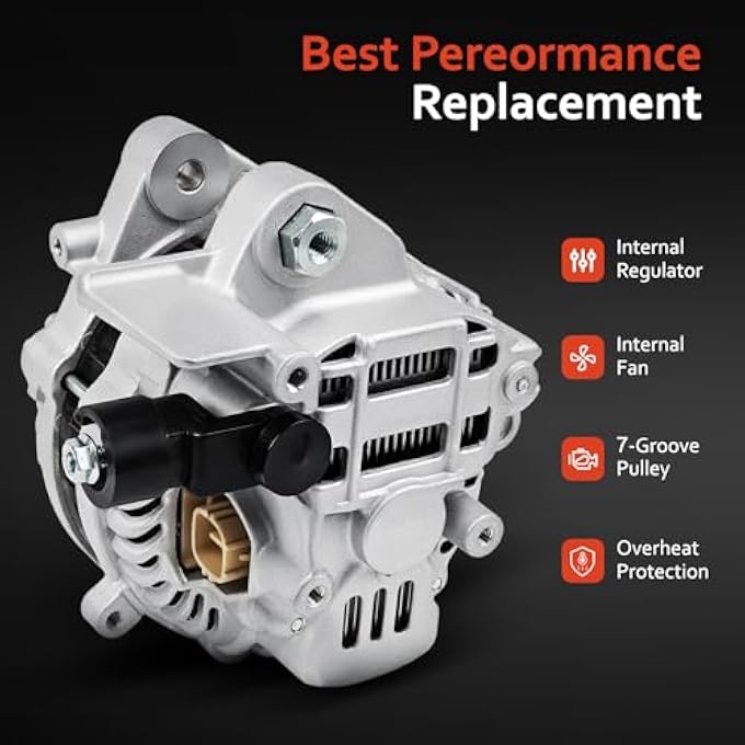 Grezuton Alternator Compatible with Honda Civic 2006 2007 2008 2011 L4 1.8L,2009-2010 L4 1.8L (MFI) for 80A 12V CW 7-Groove Pulley,11176N,Replace# 31100RNAA01,31100RNAA012M2,AHGA67,A002TC1391 - Image 5