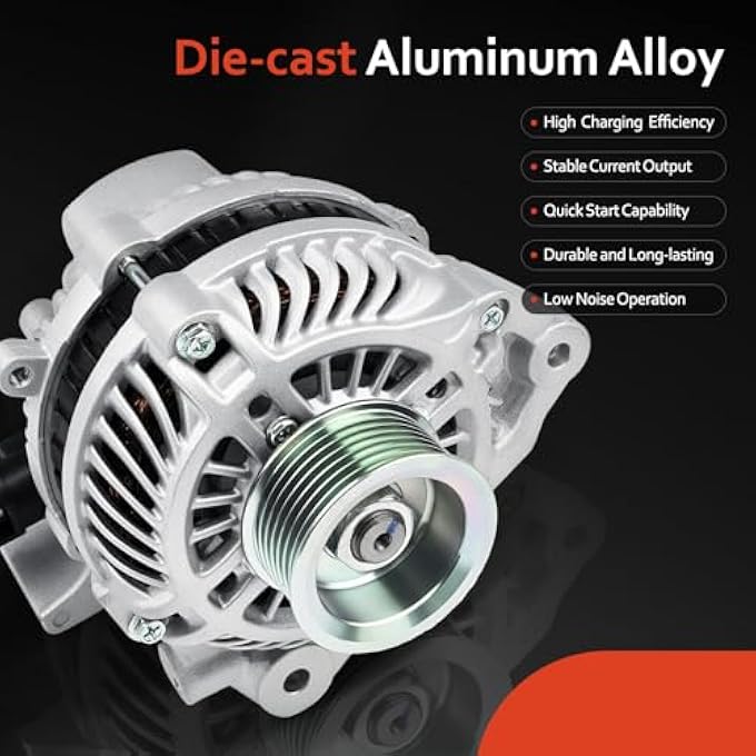 Grezuton Alternator Compatible with Honda Civic 2006 2007 2008 2011 L4 1.8L,2009-2010 L4 1.8L (MFI) for 80A 12V CW 7-Groove Pulley,11176N,Replace# 31100RNAA01,31100RNAA012M2,AHGA67,A002TC1391 - Image 4