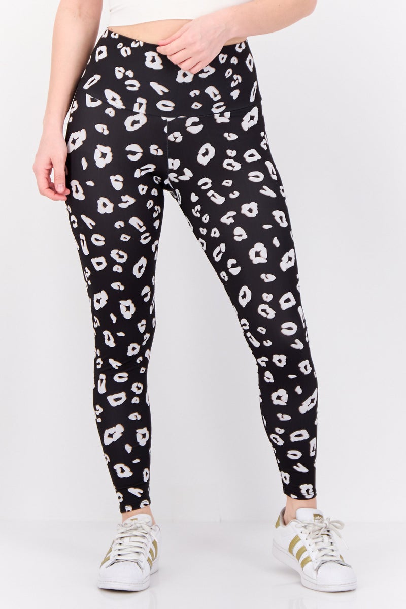 Onzie Women Allover Printed Pull On Leggings, Black - Image 1