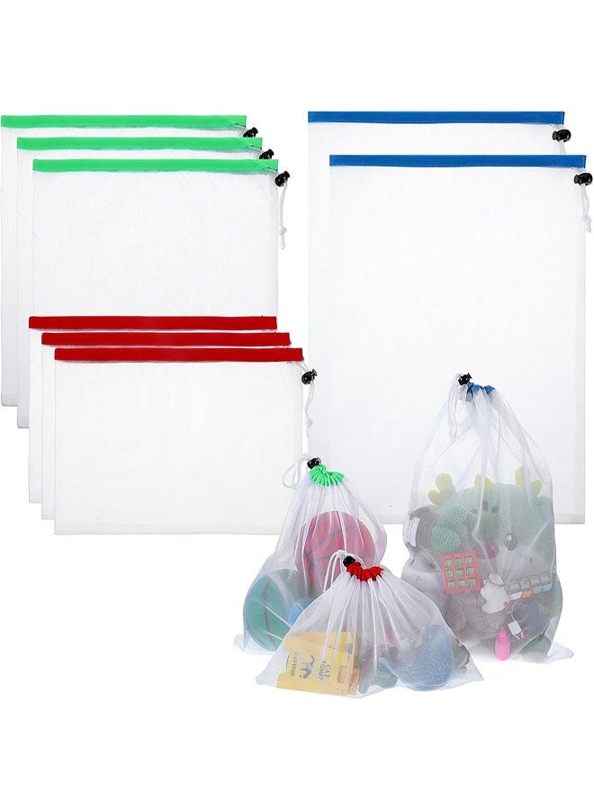 8 قطع من أكياس الخضار القابلة لإعادة الاستخدام، أكياس تخزين الألعاب، أكياس قابلة للغسل، 2 كبيرة، 3 متوسطة، 3 صغيرة، للاستخدام في المدرسة والمكتب، وتخزين الألغاز والألعاب (متعددة الألوان) - Image 1