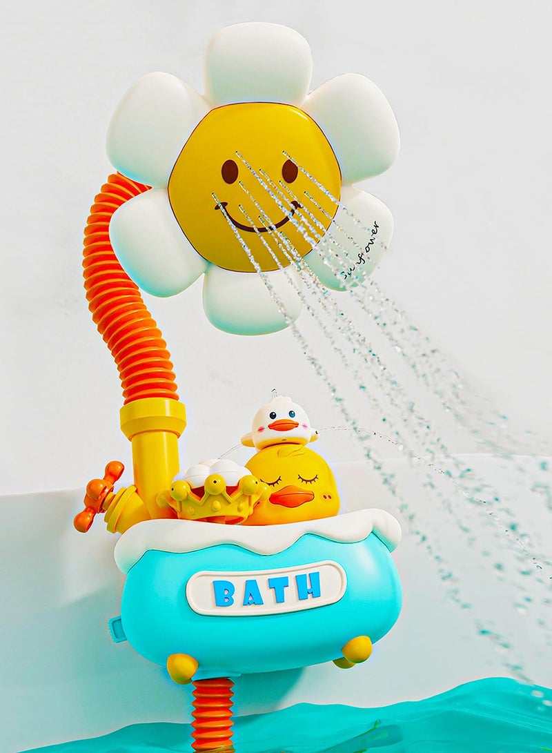 رأس دش استحمام الأطفال، ألعاب استحمام للأطفال بعمر 1-2-3 سنوات، رشاش زهرة عباد الشمس لاستحمام الرضع، متعة قصوى في حوض الاستحمام أو المغسلة للمواليد الجدد - Image 1