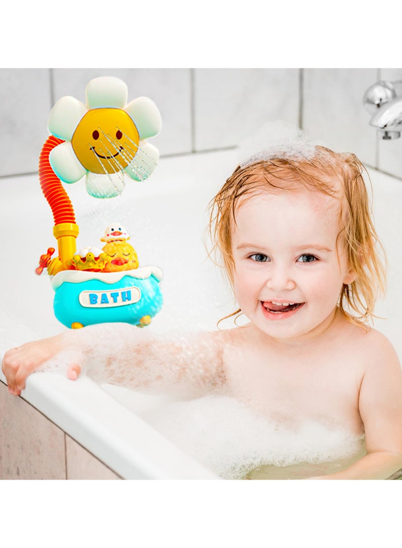 رأس دش استحمام الأطفال، ألعاب استحمام للأطفال بعمر 1-2-3 سنوات، رشاش زهرة عباد الشمس لاستحمام الرضع، متعة قصوى في حوض الاستحمام أو المغسلة للمواليد الجدد - Image 4