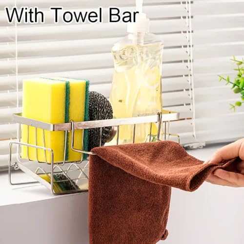 HouseWarming Stainless Steel Sink Organiser, Slope Design for Water Drainage, Efficient Kitchen Sink Organiser, Sink Caddy Organizer, SS Silver color - Image 3