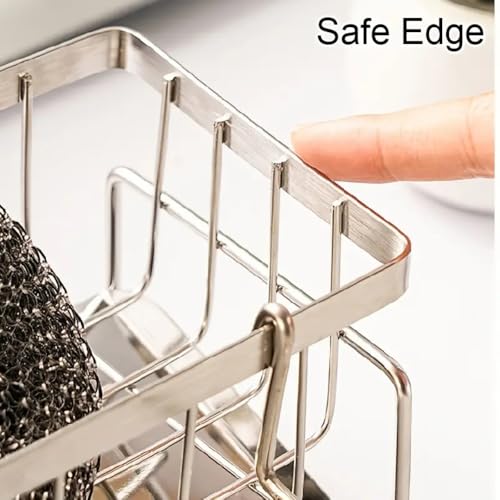 HouseWarming Stainless Steel Sink Organiser, Slope Design for Water Drainage, Efficient Kitchen Sink Organiser, Sink Caddy Organizer, SS Silver color - Image 5
