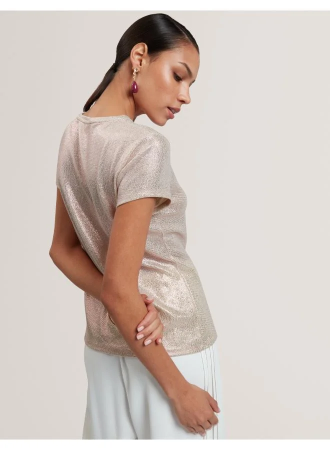 Ted Baker Metallic Jersey Fitted Tee