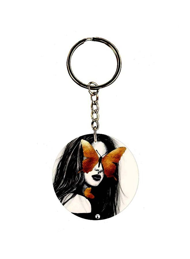 Girl Printed Double Sided Keychain