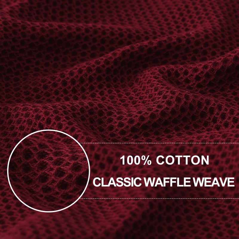 Homaxy 100% Cotton Waffle Weave Kitchen Dish Towels, Ultra Soft Absorbent Quick Drying Cleaning Towel, 13 x 28 Inches, 4-Pack, Burgundy - Image 2