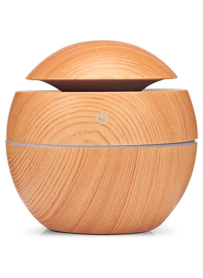 Hanso Ultrasonic Aroma Humidifier with Color-Changing LED Lights - 130ml Capacity, Pure Water Atomization Chip, Delightfully Fresh Air for Any Environment (Light Wood)