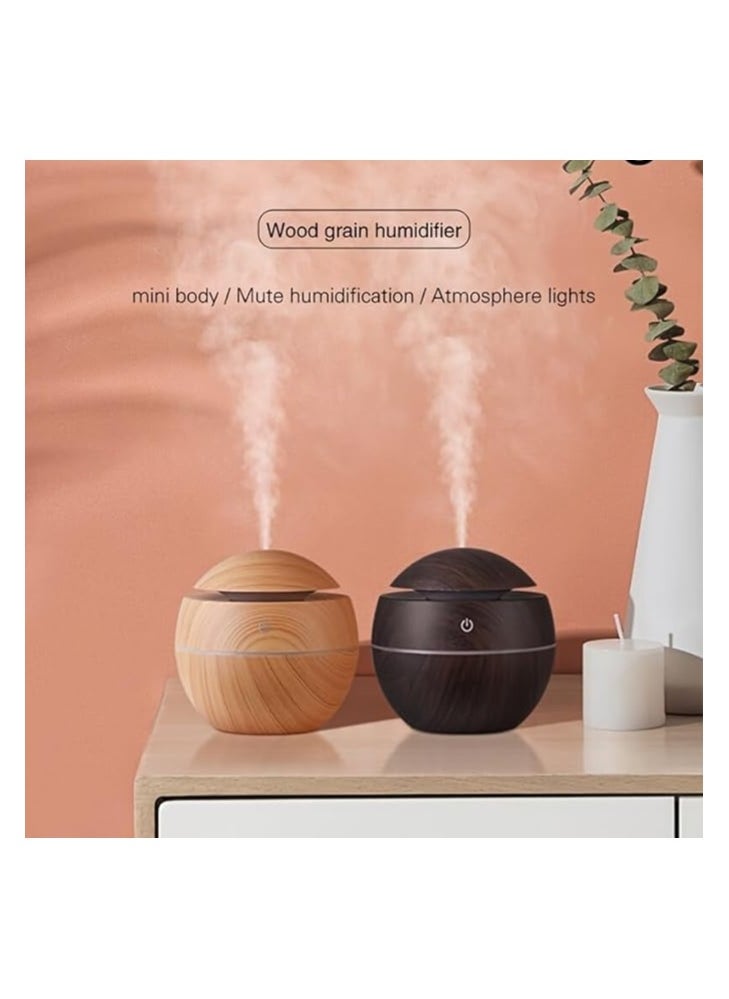 Hanso Ultrasonic Aroma Humidifier with Color-Changing LED Lights - 130ml Capacity, Pure Water Atomization Chip, Delightfully Fresh Air for Any Environment (Light Wood)
