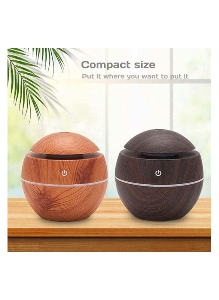 Hanso Ultrasonic Aroma Humidifier with Color-Changing LED Lights - 130ml Capacity, Pure Water Atomization Chip, Delightfully Fresh Air for Any Environment (Light Wood)