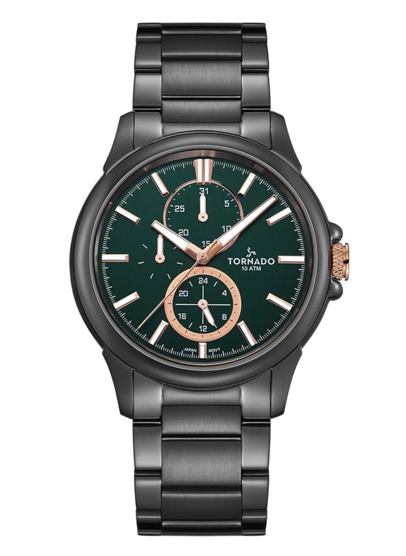 TORNADO - Tornado CELESTIA ELITE Men's Japan Quartz Movement Watch, Multi Function Display and High Quality Solid Stainlesss Steel Strap - T6107-XBXHK, Gun Metal - Image 1