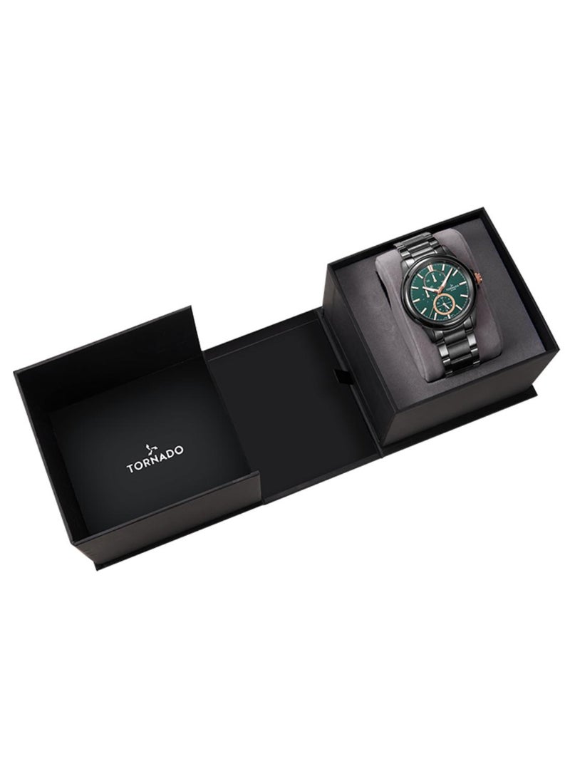 TORNADO - Tornado CELESTIA ELITE Men's Japan Quartz Movement Watch, Multi Function Display and High Quality Solid Stainlesss Steel Strap - T6107-XBXHK, Gun Metal - Image 1