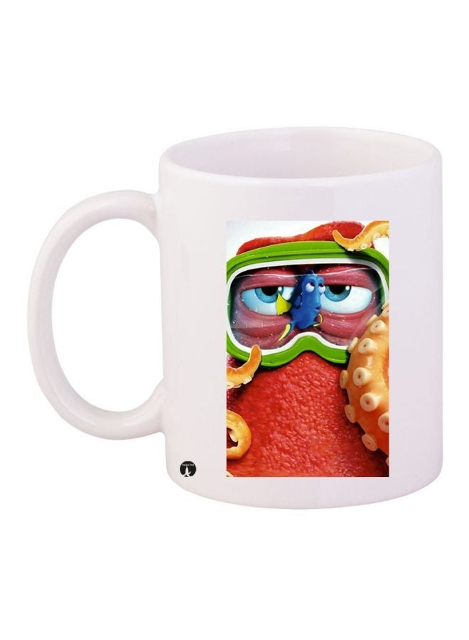 RYN Cartoon Printed Coffee Mug White/Red/Green 11ounce