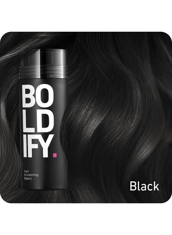 Boldify - ﻿﻿BOLDIFY Hair Fibers for Thinning Hair (BLACK) Undetectable & Natural - 28g Bottle - Hair Powder - Completely Conceals Hair Loss in 15 Sec - Hair Thickener & Topper for Fine Hair for Women & Men - Image 1