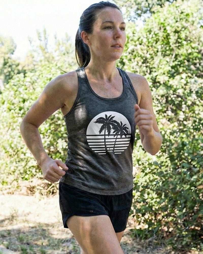JILUVIN Tank Tops for Women Racerback Summer Sleeveless Top Casual Graphic Basic Shirts, Black Coconut Trees, L - Image 5