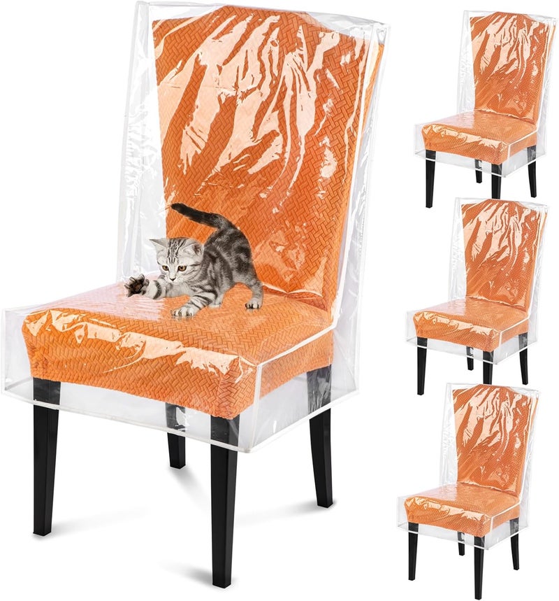 Dining Chair Covers - 4 Pack Clear Plastic Seat Protectors for Kitchen - Image 1