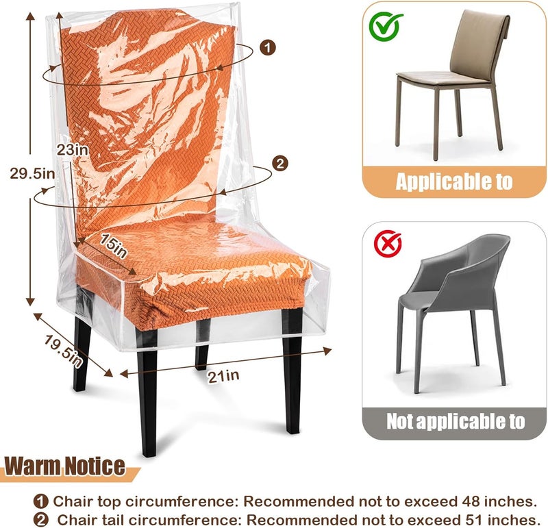 Dining Chair Covers - 4 Pack Clear Plastic Seat Protectors for Kitchen - Image 2