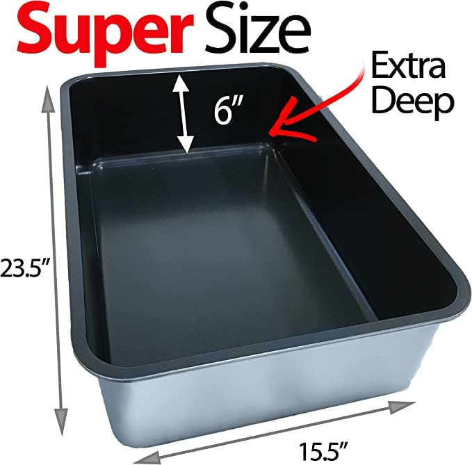 iPrimio Stainless Steel Litter Box - No Stick Litter Pan for Cats - XL Cat Box with Teflon Coating - Never Absorbs Odor or Rust - Ergonomic, Easy to Clean, Durable, Nonstick, Spacious Pans - Image 3
